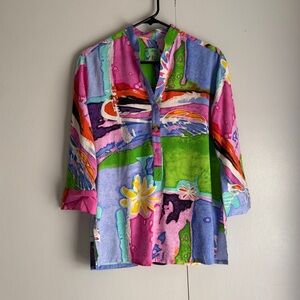 Jams World Vintage Multicolor Hawaiian Top Women’s Size Small
